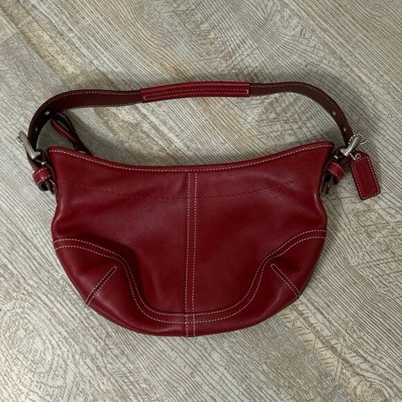 Coach Y2K 9541 Vintage Red Leather Small Mini Soho Hobo Shoulder Bag Retro - Picture 2 of 14